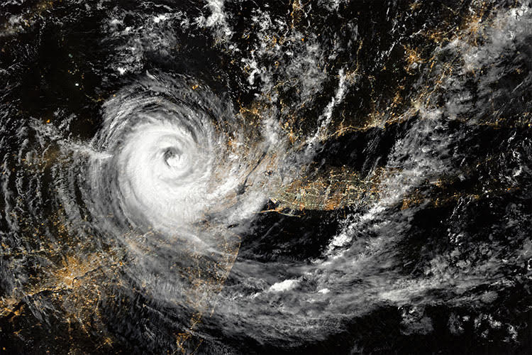 aerial view of a hurricane