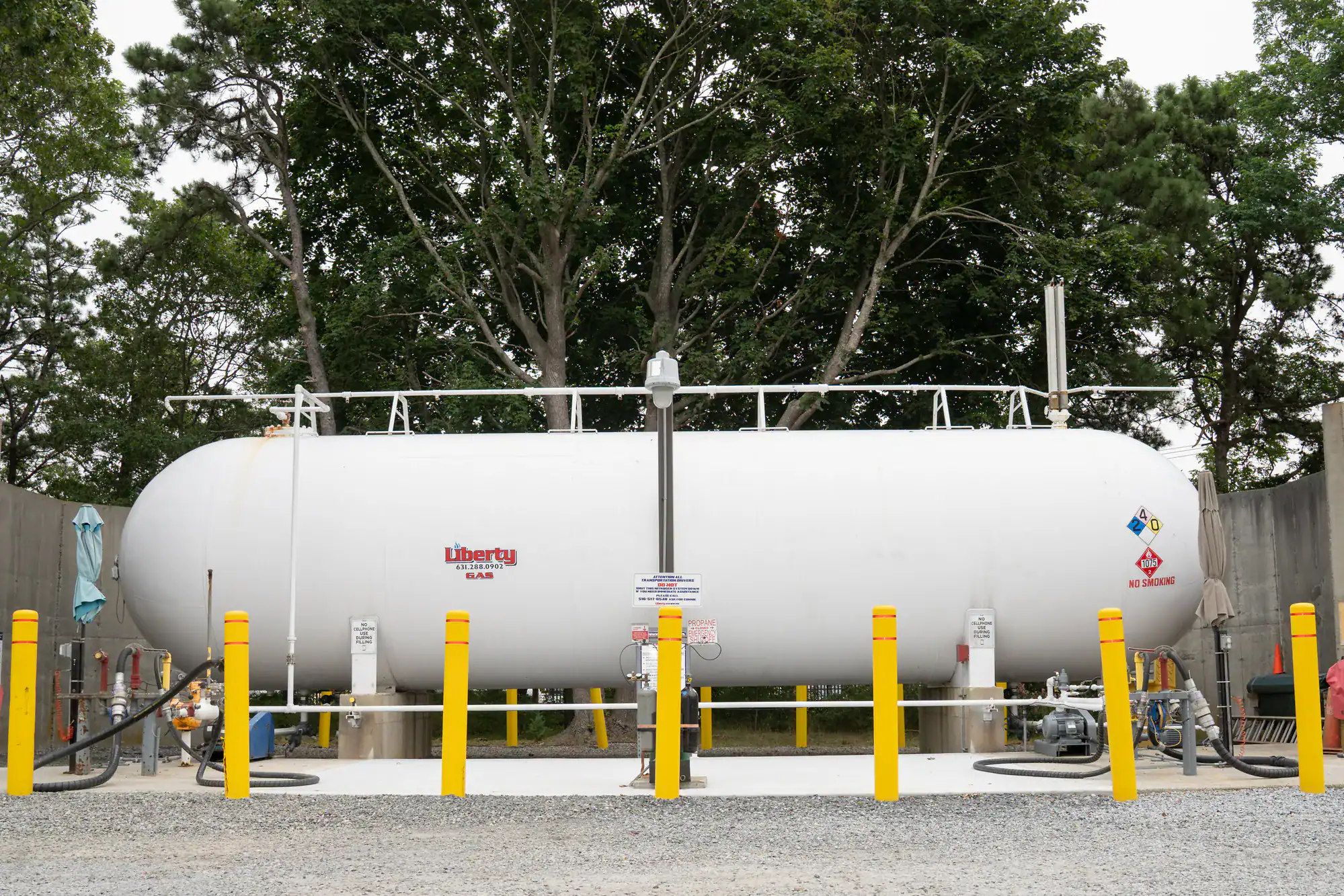 A large propane tank installed outdoors in Suffolk County, New York, providing reliable fuel services for residential and commercial customers by Liberty Gas Service